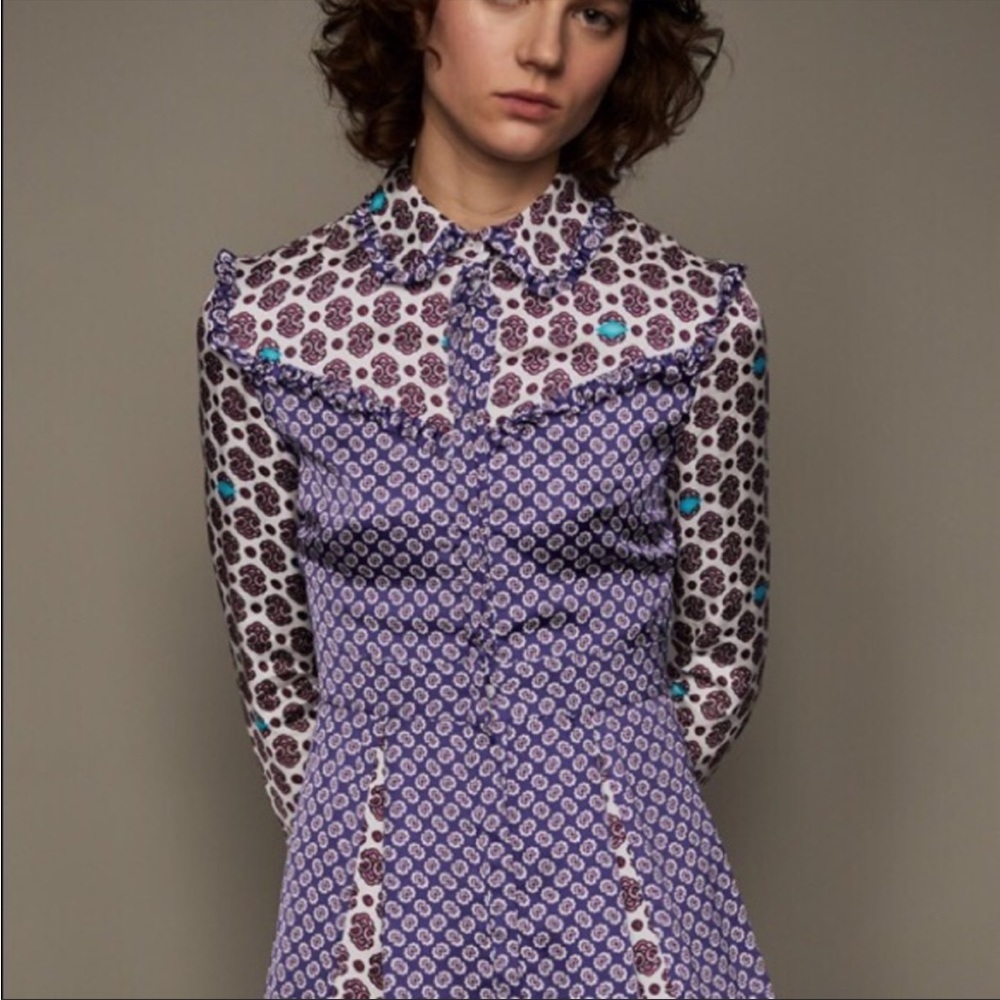 Maje Reed Floral Satin Multicolor print dress size 2